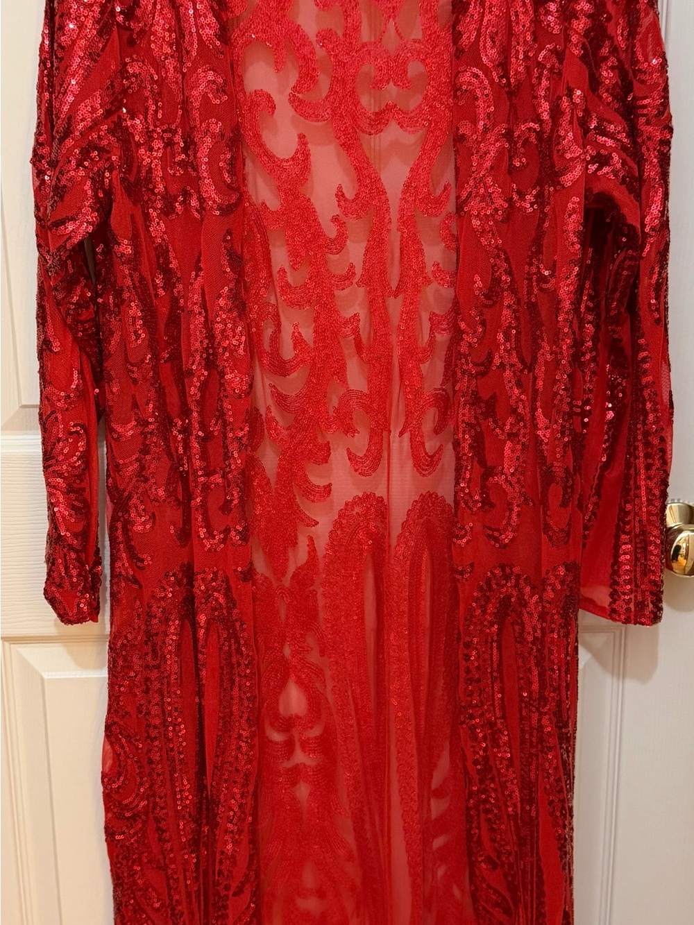 Women's Red Sequin Evening Coat